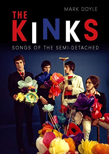 Book cover featuring The Kinks holding large paper flowers against a blue background.