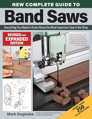 Book cover: "New Complete Guide to Band Saws," showing a band saw and woodworking.