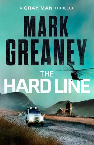 Book cover: landscape, vehicle, helicopter, and large text reading "The Hard Line".
