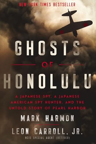 Book cover: “Ghosts of Honolulu” with a plane and smoky background.
