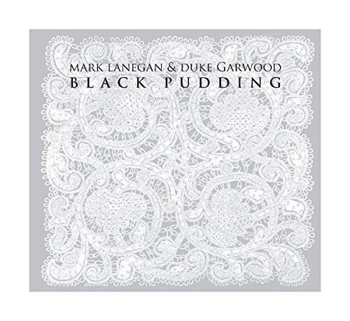 Album cover for Mark Lanegan & Duke Garwood’s “Black Pudding” with ornate lace design.