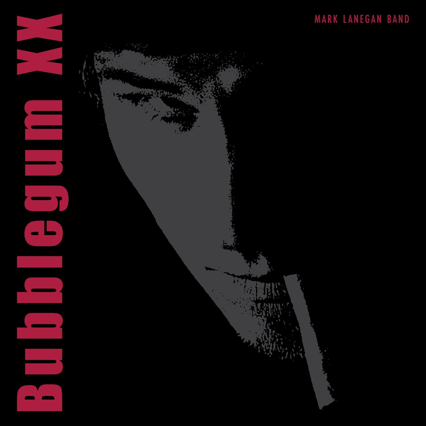Mark Lanegan Band “Bubblegum” CD cover: grayscale portrait, bold red text.