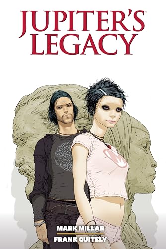 Jupiter's Legacy" volume 2 cover featuring two young people and a large face.