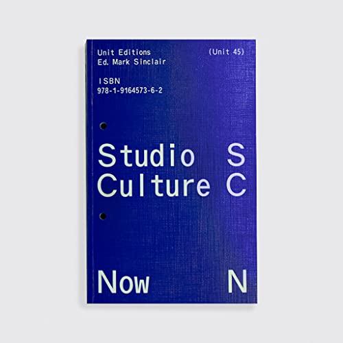 Blue book cover with white text reading "Studio Culture Now.