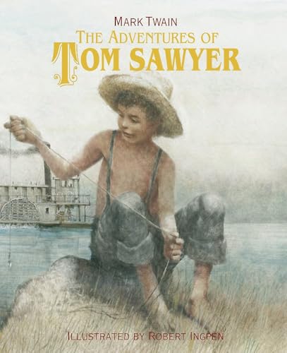 Book cover: boy fishing by a river with a steamboat in background.