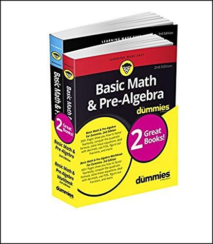 A bundle of two For Dummies Basic Math and Pre-Algebra books in yellow packaging.