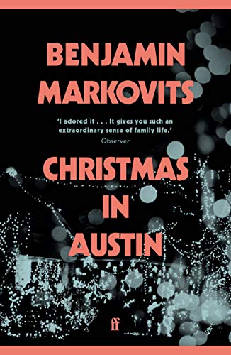 Book cover for "Christmas in Austin" with red text and blurred lights.