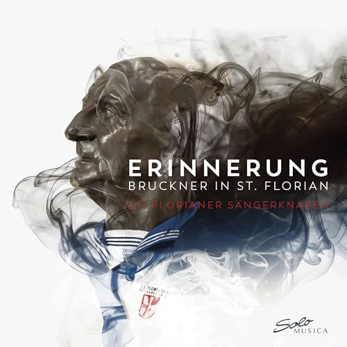 CD cover featuring a smoky portrait of Anton Bruckner and text.