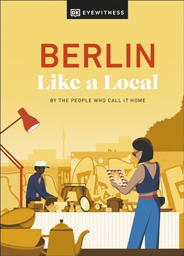 Yellow travel guide cover with illustrated people and Berlin skyline.