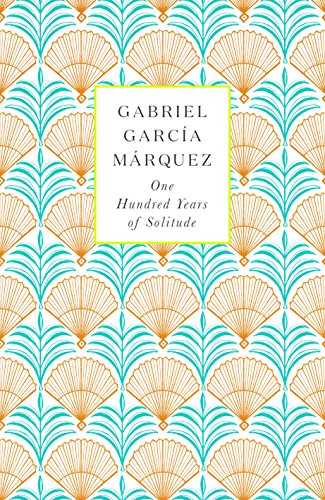 "Book cover of 'One Hundred Years of Solitude' with patterned background and author name."