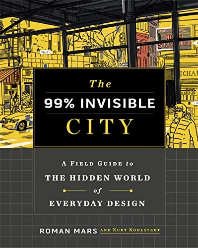 Book cover with illustrated city street scene and bold yellow text.