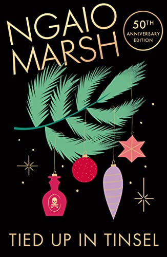 Book cover: black background with gold text, green foliage, and red ornaments.