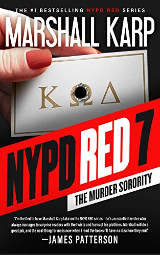 Book cover for "NYPD Red 7" featuring a hand holding a badge.