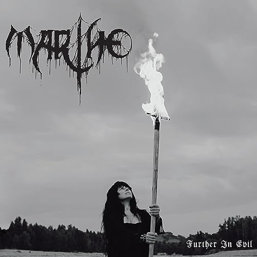 Black and white album cover with band name, torch, and figure.