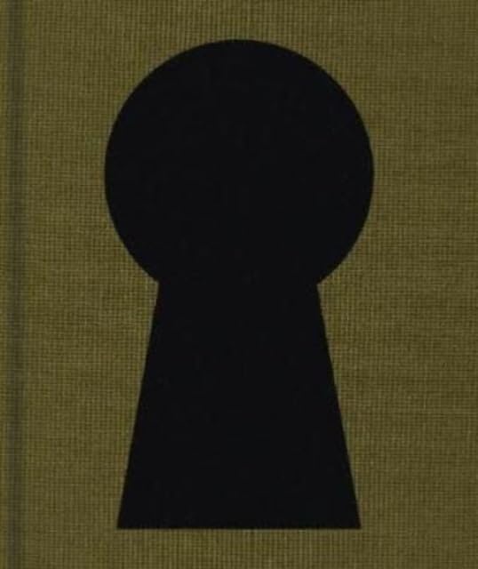 Dark keyhole shape centered on a textured olive-green cover.