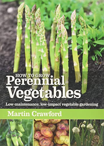 Book cover: “How to Grow Perennial Vegetables” featuring asparagus.