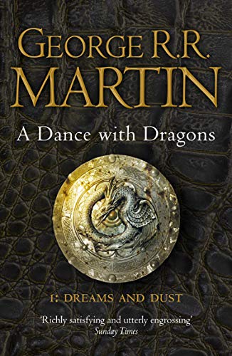 Book cover for “A Dance with Dragons” featuring a dragon design.