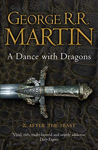 Book cover: "A Dance with Dragons" with a dragon-themed sword hilt.