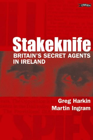 Red book cover with white title "Stakeknife" and blurred faces.