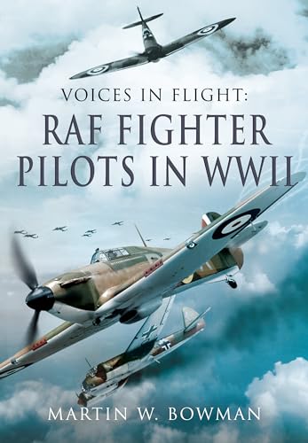 Book cover: WWII RAF fighter planes in flight, title "Voices in Flight.