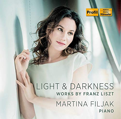 Pianist Martina Filjak portrait CD cover, "Light & Darkness" by Liszt.