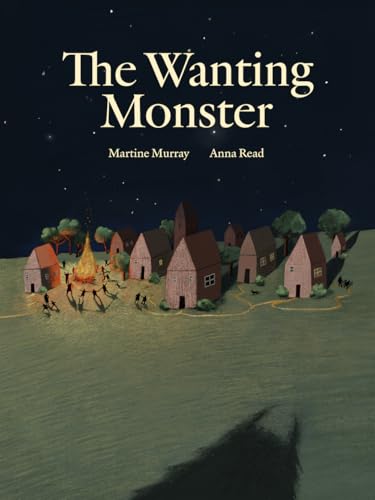 Book cover showing a village at night with a campfire and a monster shadow.