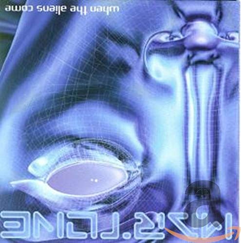 CD cover: close-up of an eye reflecting a flying saucer, blue tones.
