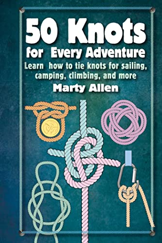 Book cover with knots illustrations, rope images, and outdoor activity scenes, likely on a sturdy paperback.