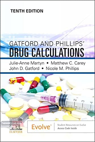 Book cover for "Gatford and Phillips' Drug Calculations," tenth edition, with pills.