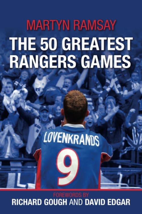 Book cover: “The 50 Greatest Rangers Games” with a player in blue.
