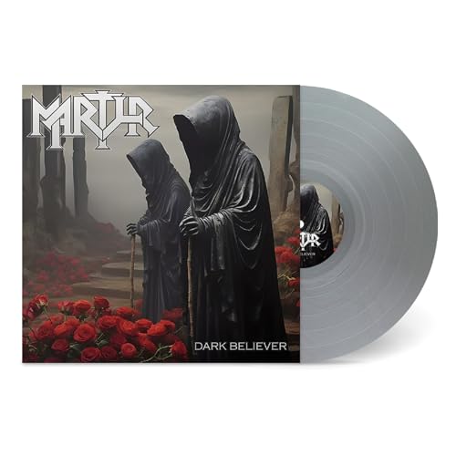 Vinyl record with cover art depicting hooded figures and red flowers.