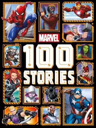 Marvel book cover featuring illustrated heroes like Spider-Man and Captain America.
