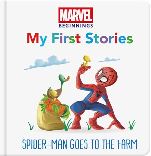 Spider-Man with a duck and pumpkin on a children’s book cover.
