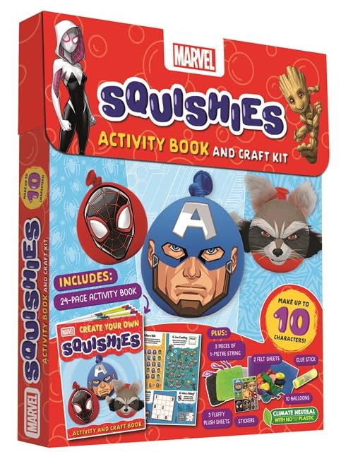 Marvel Squishies activity book and craft kit with superhero characters.
