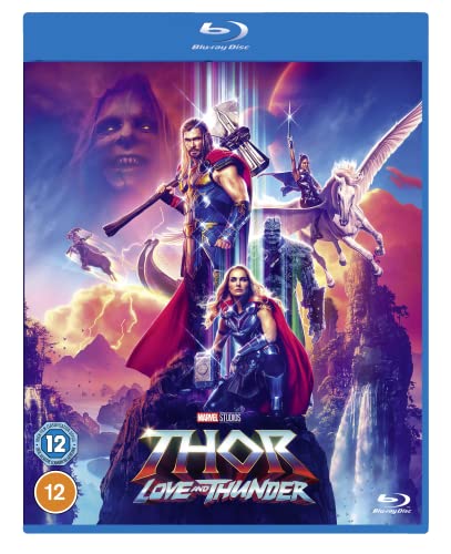 Blu-ray cover for Marvel’s Thor: Love and Thunder featuring Thor and Mighty Thor.