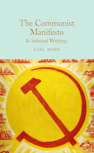 Book cover: “The Communist Manifesto” with hammer and sickle symbol.