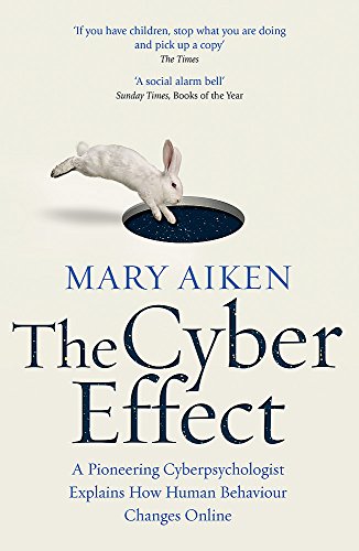 Book cover: white rabbit falling into a dark hole, text “The Cyber Effect.”