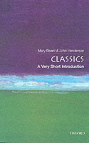 Book cover for Classics: A Very Short Introduction with purple, blue, and green background.