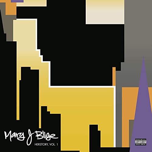 Mary J Blige album cover with cityscape and parental advisory logo.
