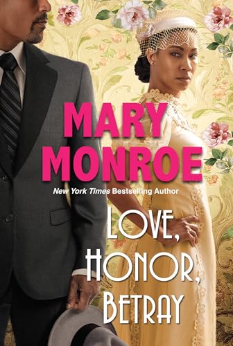 Book cover: couple in formal wear, floral background, pink title text.