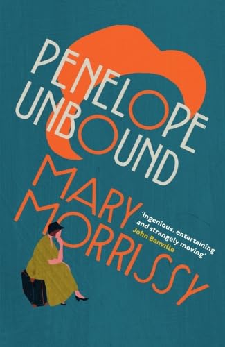 Book cover with text Penelope Unbound by Mary Morrissy and a woman sitting on luggage.