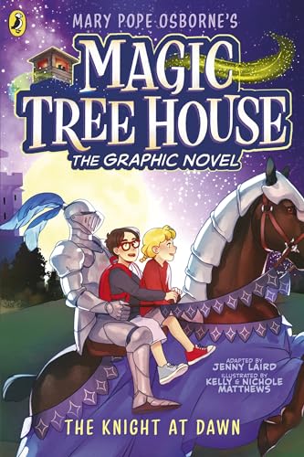 Book cover: children riding a knight’s horse toward a castle.