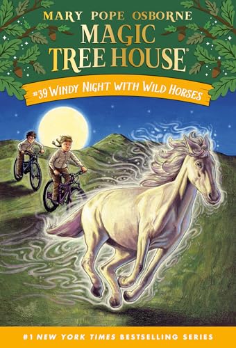 Book cover: children on bikes, a white horse, and a full moon.