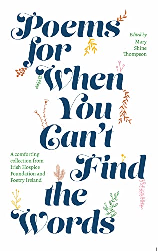 Book cover with floral accents and navy text: "Poems for When You Can't Find the Words".