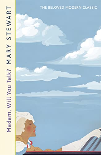Book cover illustration of a woman in a car against a blue cloudy sky.