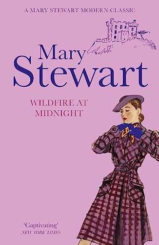 Book cover: woman in plaid coat, castle silhouette, purple background.