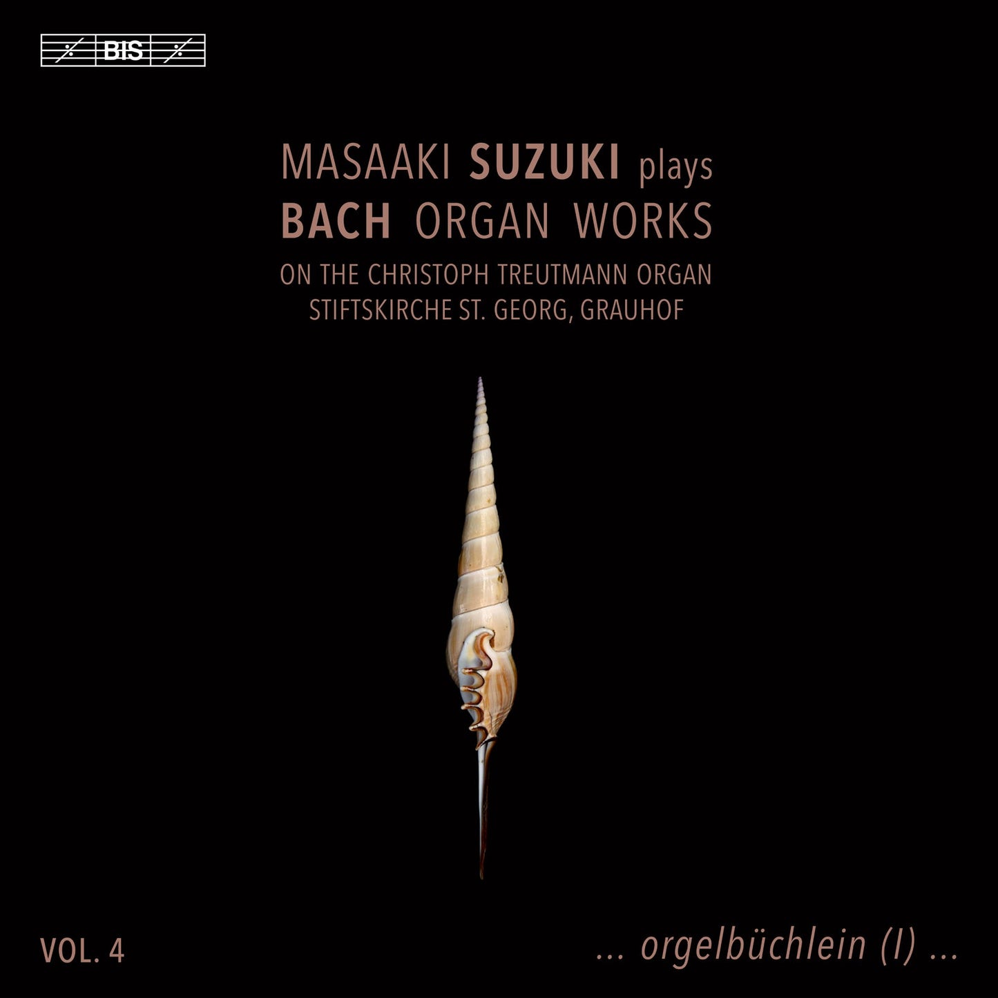 CD cover: black background with organ pipe and text “Masaaki Suzuki plays Bach.”