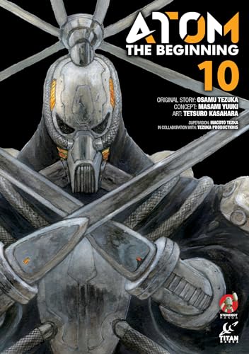 Cover of “ATOM: The Beginning Vol.10” featuring a robotic figure with swords.
