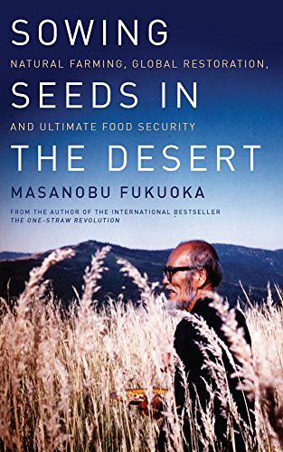 Book cover featuring Masanobu Fukuoka in a field of golden grass.