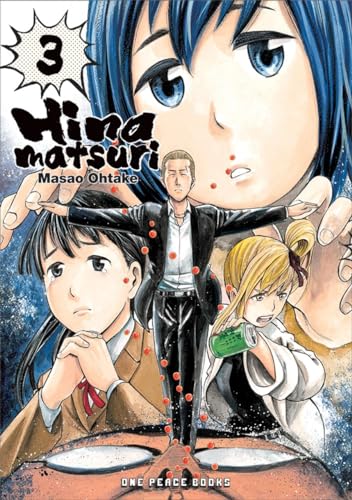 Manga cover: three characters with a man surrounded by red dots.